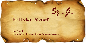 Szlivka József névjegykártya